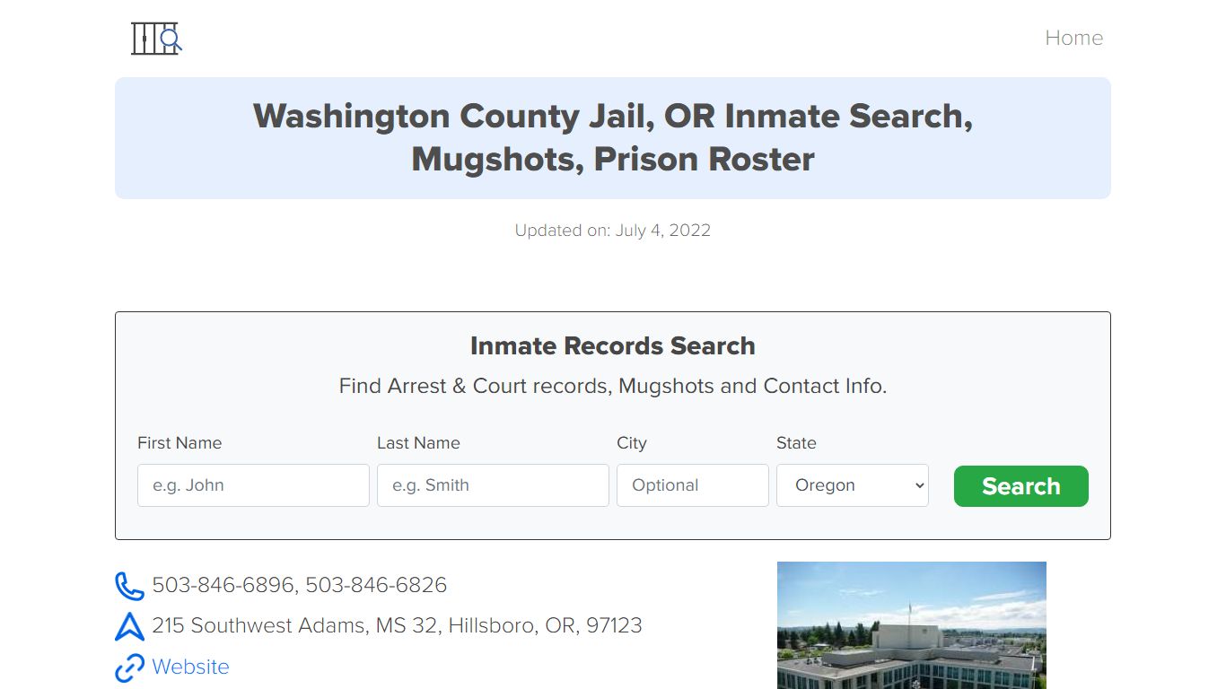 Washington County Jail, OR Inmate Search, Mugshots, Prison ...